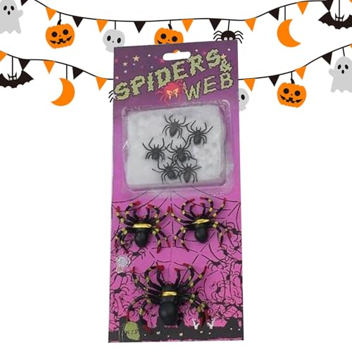 TocaFeank Halloween-Spinnennetz-Dekoration, Halloween-Party-Dekoration | Realistische Spinnennetz-Partyzubehör | Spinnendekoration, weiche Halloween-Innendekoration für Halloween-Maskeradenbälle von TocaFeank