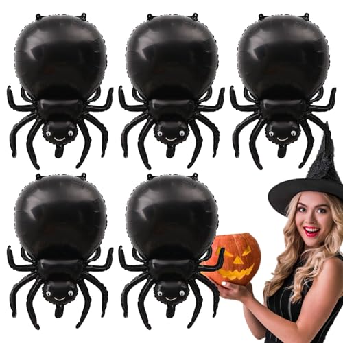 TocaFeank Schwarze Spinnenballons,Spinnenballons Partyzubehör | 5 Stück Halloween-Spinnen-Luftballons - Halloween-Party-Geburtstagsparty-Dekoration, liefert wiederverwendbare gruselige Dekoration für von TocaFeank