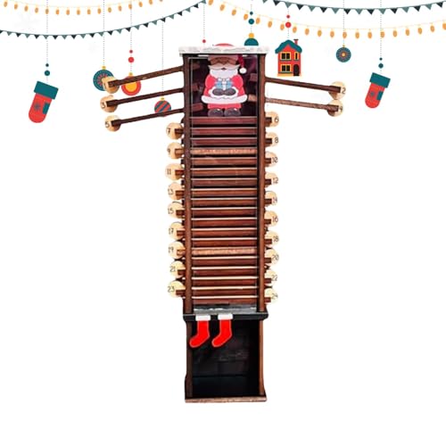 TocaFeank Village House Santa Claus Countdown-Kalender,Santa Claus Down Chimney Adventskalender,24 Tage Adventskalender | Adventskalender aus Holz für Schreibtisch, Stuhl, Schrank, Neujahrspartys von TocaFeank