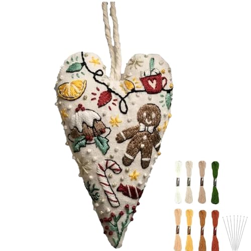 TocaFeank heart embroidery christmas decoration | Weihnachts-Sticksets | Herzstickerei Weihnachtsdekoration | Stickset Weihnachtsschmuck | Handgenähte Ornamente zum Aufhängen des Weihnachtsbaums von TocaFeank