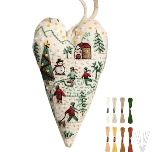 TocaFeank heart embroidery christmas decoration | Weihnachts-Sticksets | Herzstickerei Weihnachtsdekoration | Stickset Weihnachtsschmuck | Handgenähte Ornamente zum Aufhängen des Weihnachtsbaums von TocaFeank