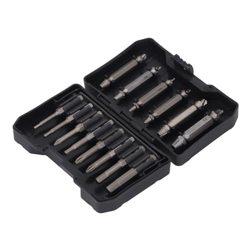 14 Pcs Bohrers Atz, Schrauben-Extraktor-Bohrers Atz, Doppelkopf-beschädigter Schrauben-Extraktor-Sechs Kant Schraube, Doppelkopf-Zerbrochenes Schrauben-Entferner-Kit von Todaid