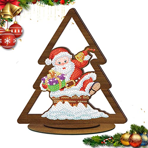 Toddlers Diamonds Painting Weihnachten Tischdekorationen | Weihnachtsmann Diamanten Malerei Kits für Erwachsene | DIY Diamond Art Acryl Malen nach Zahlen Kits mit Holzbasis von Toddlers