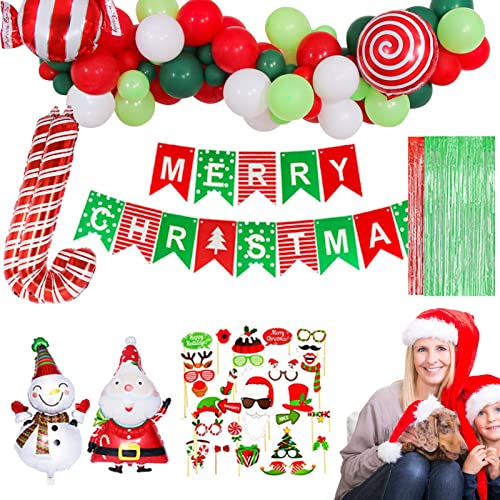 Weihnachtsfeier-Dekorations-Zubehör, Weihnachtsmann-Elch-Schneemann-Latex-Luftballons, grün-rote Latex-Luftballons, Fransen-Lametta für Weihnachtsfeierzubehör von Toddlers