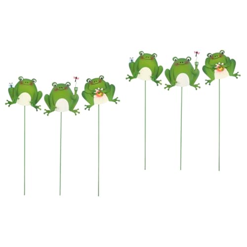 Toddmomy 2 Sätze Frosch-blumenarrangement Tiergartenpfahl Planke Frosch-pflanzenpfähle Blumenstirnband System Platte Mini-Dekoration Puppenköpfe Zum Basteln Vize Die Green Eisen 3 Stück * 2 von Toddmomy