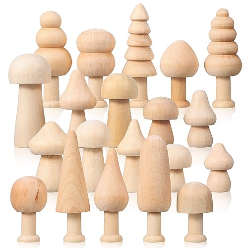 Toddmomy 20st Holzpilz Unvollendeter Weihnachtsbaum Pilzzeug Mini Unvollendete Figuren Bastelpilze Bastelbedarf Holzpflöcke Holzornament-rohlinge Pilzdekor Haushalt Geschenk Lotusbaum Kind von Toddmomy