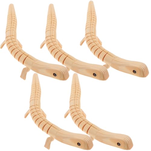 Toddmomy 5Pcs Hölzerne Schlangenspielzeug Wiggle Holz Eidechsen Zum Malen Realistischer Holz Echse Echsenmodell von Toddmomy