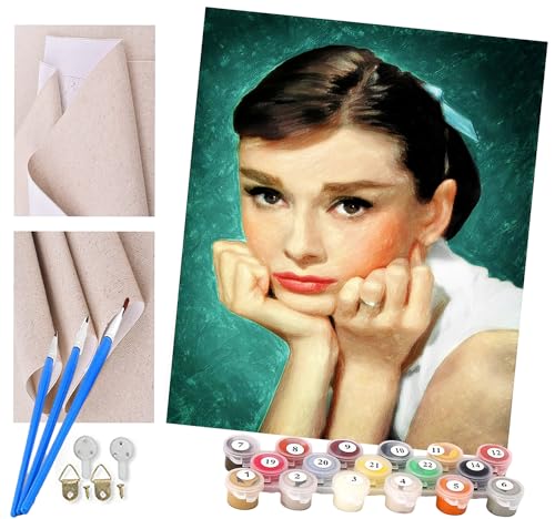 ToeTs Malen nach Zahlen Audrey Hepburn Erwachsene und Kinder DIY Ölgemälde Geschenk-Kits Geschenk vorgedruckte Leinwand Kunst Home Wandkunst Decoration Geschenk von ToeTs