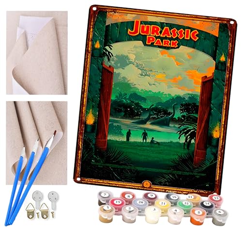 ToeTs Malen nach Zahlen Kits Erwachsene und Kinder DIY Digitales Ölgemälde Geschenk Kits Vorgedruckte Leinwand Kunst Dekoration -Jurassic-Park-Dinosaurier 16 * 20 Zoll von ToeTs