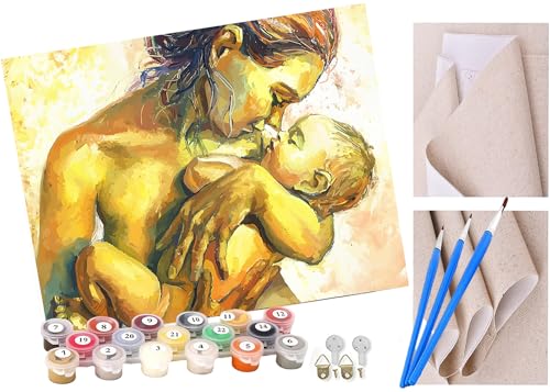 Malen nach Zahlen Kits Erwachsene und Kinder mütterliche Liebe Mama und Baby DIY Ölgemälde Digitale Leinwand Wandkunst Home Decoration - 40x50CM von ToeTs