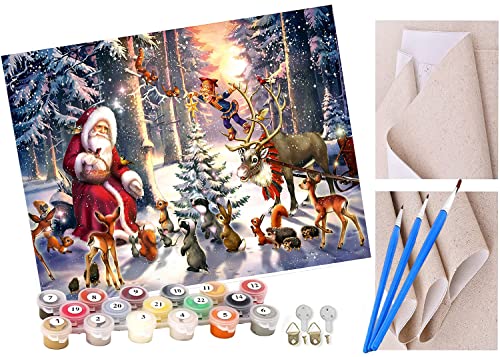 Malen nach Zahlen Weihnachtsmann und Tiere Erwachsene und Kinder DIY Ölgemälde Geschenk-Kits Geschenk vorgedruckte Leinwand Kunst Home Wandkunst Decoration Geschenk von ToeTs