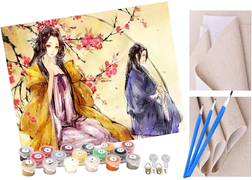 ToeTs DIY Malen nach Zahlen Erwachsene Anfänger Kinder Anime japanisches Mädchen Kimono Geisha(123) Acryl Stress Weniger Anzahl Malerei Geschenke Schlafzimmer Wohnzimmer Wohnkultur von ToeTs