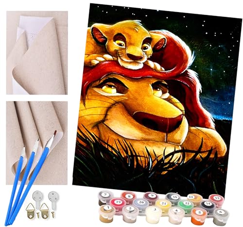 ToeTs DIY Malen nach Zahlen Erwachsene Anfänger Kinder König der Löwen Simba Acryl Stress Weniger Anzahl Malerei Geschenke Schlafzimmer Wohnzimmer Wohnkultur von ToeTs