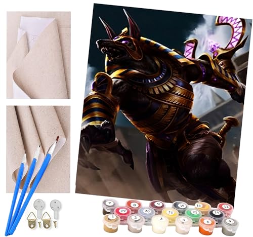 ToeTs Malen nach Zahlen Cartoon ägyptischer Gott Anubis(20) Kits für Anfänger Erwachsene DIY Art Decor Handgemalte Malerei nach Zahlen Kreatives Geschenk Home Decoration 16x20 Zoll von ToeTs