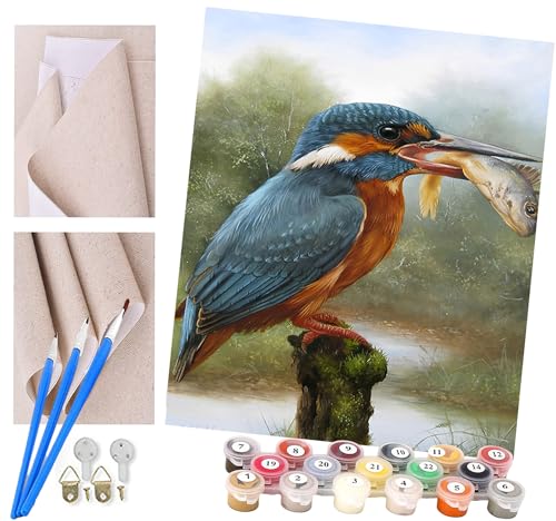 ToeTs Malen nach Zahlen Eisvogel und Fischtiere Erwachsene und Kinder DIY Ölgemälde Geschenk-Kits Geschenk vorgedruckte Leinwand Kunst Home Wandkunst Decoration Geschenk von ToeTs