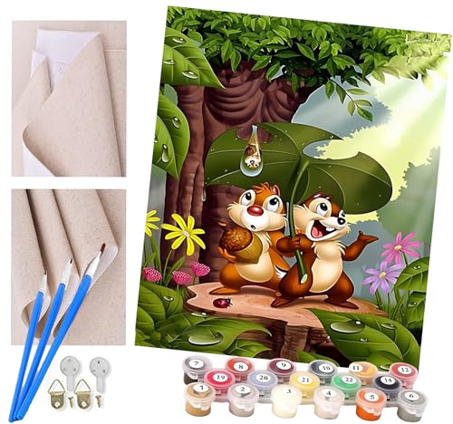 ToeTs Malen nach Zahlen Erwachsene und Kinder Cartoon-Chipmunk-Tier DIY Ölgemälde Geschenk-Kits vorgedruckte Leinwand Kunst Home Wandkunst Decoration Geschenk von ToeTs