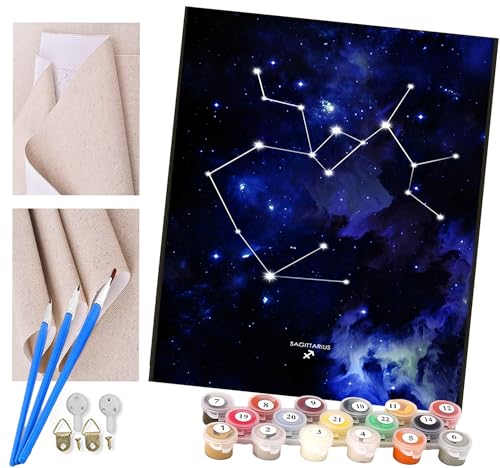 ToeTs Malen nach Zahlen Erwachsene und Kinder zwölf Sternbilder Galaxie Schütze DIY Ölgemälde Geschenk-Kits vorgedruckte Leinwand Kunst Home Wandkunst Decoration Geschenk von ToeTs