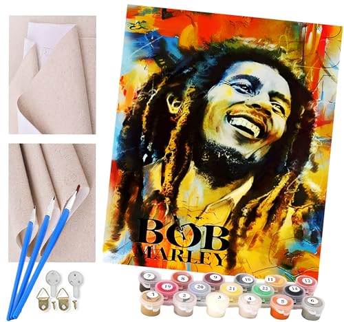 ToeTs Malen nach Zahlen Kits Erwachsene und Kinder DIY Digitales Ölgemälde Geschenk Kits Vorgedruckte Leinwand Kunst Dekoration -Aquarell Sänger Film Bob Man 16 * 20 Zoll von ToeTs