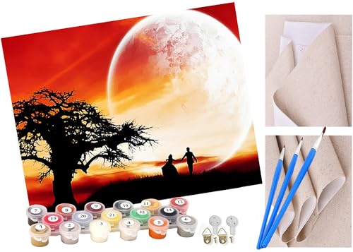 ToeTs Malen nach Zahlen Kits Erwachsene und Kinder Romantisches Paar unter Sonnenuntergang DIY Ölgemälde Digitale Leinwand Wandkunst Home Decoration - 40x50CM von ToeTs