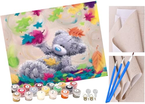 ToeTs Malen nach Zahlen Kits Kunst Teddybär-Schaukel DIY vorgedruckte Leinwand Ölgemälde Geschenk für Erwachsene Kinder Home House Decor 40 * 50 cm von ToeTs