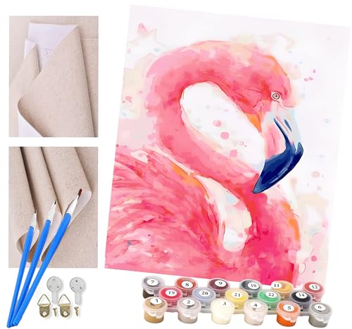 ToeTs Malen nach Zahlen Kits Kunst einsamer Flamingo DIY vorgedruckte Leinwand Ölgemälde Geschenk für Erwachsene Kinder Home House Decor 40 * 50 cm von ToeTs