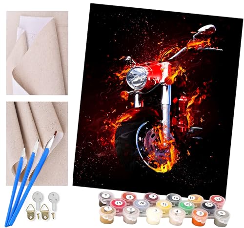 ToeTs Malen nach Zahlen schillerndes Motorrad Für Erwachsene und Kinder DIY Ölgemälde Geschenk-Kits Vorgedruckte Leinwand Kunst Home Decoration 16x20 Zoll von ToeTs