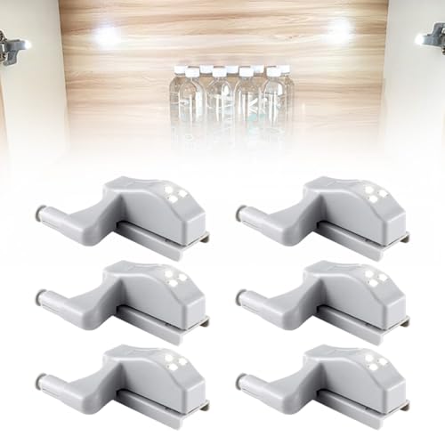 Scharnier LED-Licht, 2024 New Scharnier LED Sensor Licht, Universal Schrank Hinge LED Sensor Light Kleiderschrank LED Scharnier Licht für zu Hause Küche Wohnzimmer (Natürliches Licht, 6 Stück) von Toerjii