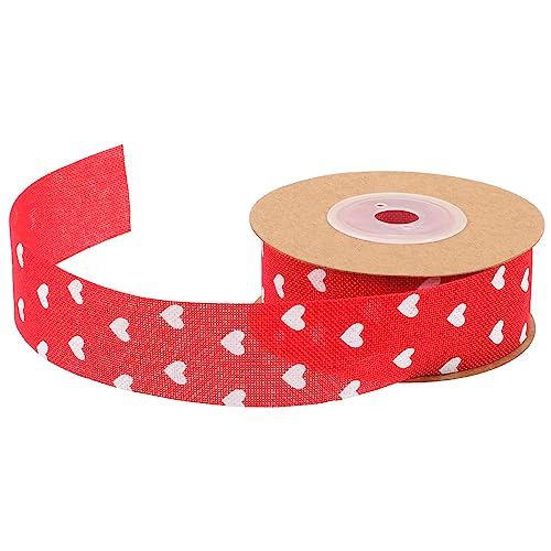 1 Rolle Liebesband Blumenband Valentinstag rosa Blumendekoration Herzband Geschenkband seidenband ribbon hochzeitsdirndl love Herz-Design-Band Banddekor Hanfimitat rot Tofficu von Tofficu