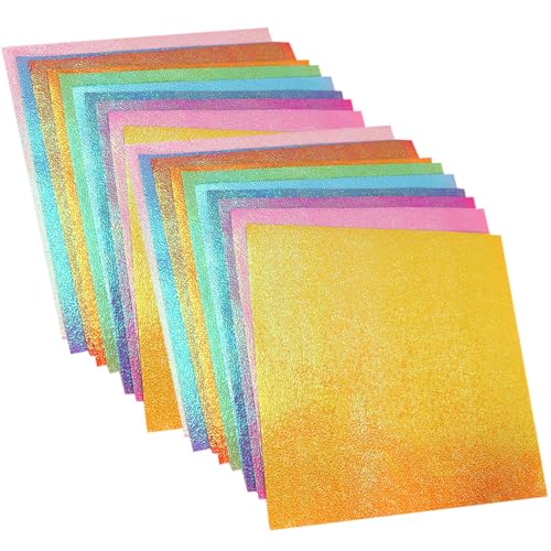 150 Stück Perlenlaserpapier glitzerndes Origami-Papier Origami-Papiere zum Basteln Pastell kreativpapier scrapbook paper Kinder falten Papier exquisites Origami-Papier Colorful Tofficu von Tofficu