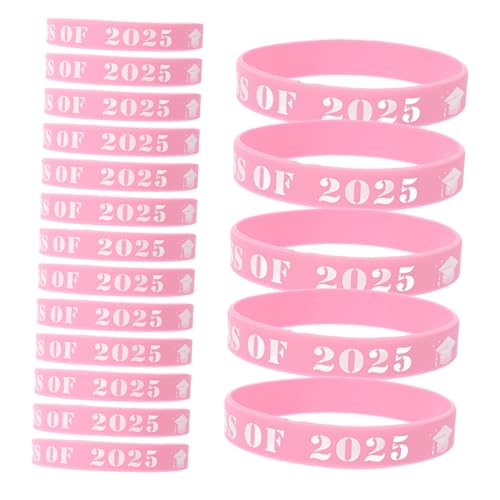 25 Stück 2025 Armbänder Für Die Abschlussfeier Tragbare Armbänder Dekoratives Abschlussarmband Abschluss Armband Schularmbänder Armband Aus Silikon Party-armbänder Kieselgel Rosa Tofficu von Tofficu