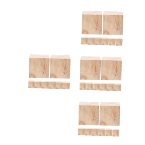 4 Sätze Holzwürfel Buchstabenstempel Holzbausteine Holzklötze Holzblöcke Fotowürfel Unfertiges Holz Leerer Holzblock Holzhandwerk Vogelblock Kiefernholz Beige 8 Stück * 4 Tofficu von Tofficu