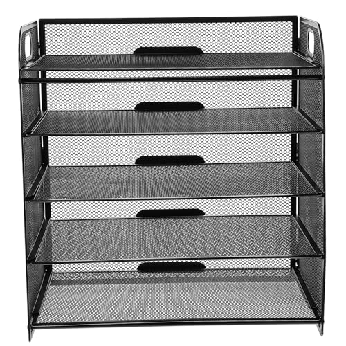 5-lagiger Mesh-desktop-datei-organizer Papierorganisator Für Den Schreibtisch Papierdokument Stapelbare Briefablage Für Den Schreibtisch Schreibtischablage Kohlenstoffstahl Black Tofficu von Tofficu