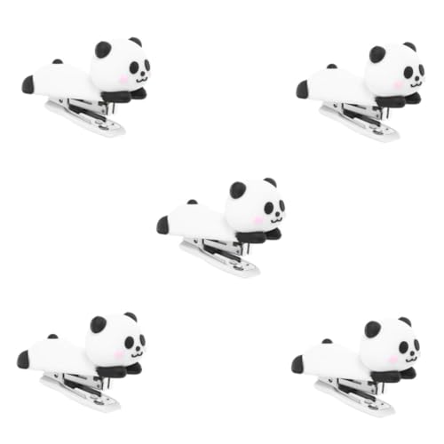 5St Panda-Hefter Desktop-Hefter Mini-Hefter lustiger Hefter Cartoon-Hefter Reisehefter kleine Hefter handgehaltener Zangenhefter manuelle Bürohefter Broschürenhefter weiches Gummi Tofficu von Tofficu