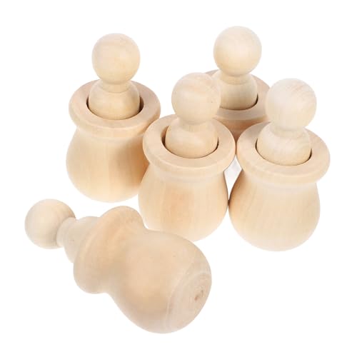 5st Puppen-holzglas-set Peg-puppe Puppen-bastelset Aus Holz Leere Holzpflockpuppe Holzpflockmenschen Bemalbare Holzfiguren Malen Sie Ihre Eigenen Holzpuppen Khaki Hölzern Tofficu von Tofficu