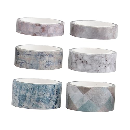 Tofficu 1 Karton 6 Rollen Klebeband Handkonto Papierband Breites Washi-Tape Kunsthandwerk Washi-Tape-Aufkleber the washi tape washi+-+tape einfaches Washi-Tape Washi-Tape-Dekor Light Grey von Tofficu