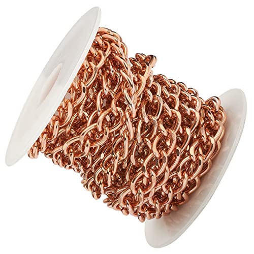 Tofficu 1 Rolle Handkette Anhänger Diy Kette Umhängetasche Kette Halskette Mit Anhänger Zum Selbermachen Goldene Panzerkette Goldenes Schlüsselband Hängende Kette Aluminium Rose Gold von Tofficu