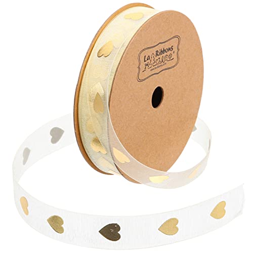 Tofficu 1 Rolle Schleife seidenband ribbon valentine presents geschenkband verpackung Liebe Girlande holografisch Ring Konfetti dekoratives Band Bänder mit Herzmuster Schneegarn von Tofficu