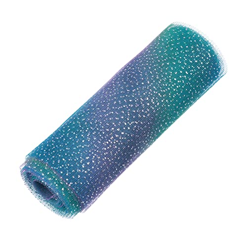 Tofficu 1 Rolle Verlaufsgitter Bogen Eisstockschießen blaues Band Spitze Haarbänder geschenkband seidenband ribbon Geschenkpapier verpacken Schleifenband selber machen Gittergewebe Blue von Tofficu