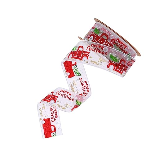 Tofficu 1 Rolle Weihnachtsband die Band für Weihnachtsbaum Tür Weihnachts-Curling-Band Dekoration Rot ribbon bandfeile weihnachts deke Verpackungsband Wickelband Polyester Weiß von Tofficu