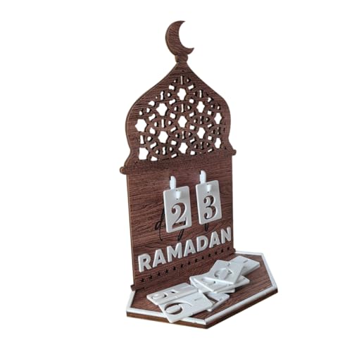 Tofficu 1 Satz Adventskalender Für Ramadan Ethnischer Kalender Kettenumwerfer, Schaltwerk Heißgeprägte Schlüsselanhänger Desktop-kalender Dekorative Gürtelfassung Coffee Holz von Tofficu