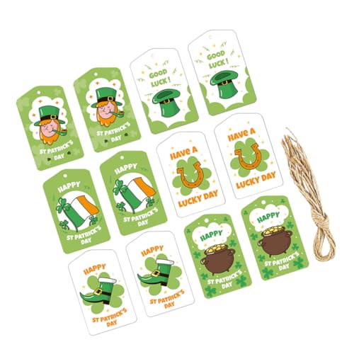 Tofficu 1 Satz Anhänger-aufhänger Irische Partyartikel St. Patricks Day Dekorationen Gnom Hängende Verzierung Geschenkverpackungsetiketten Weinglas-tags Geschenketiketten Papier 12st von Tofficu