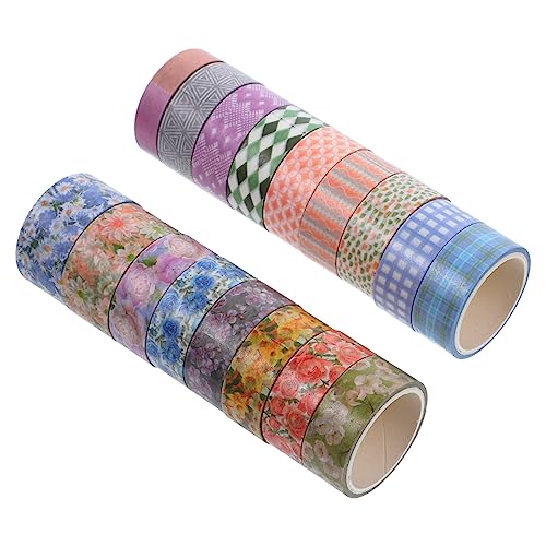 Tofficu 1 Satz Blumen Und Washi Tape Handgemachte Handmade Scrapbook-material Zum Selbermachen Dekoratives Abdeckband Einfaches Papierklebeband Klebebänder 17 Rollen von Tofficu