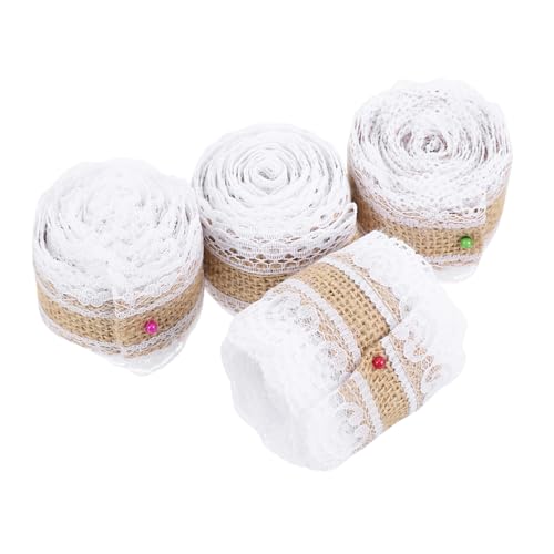 Tofficu 1 Satz Diy Handgemachtes Sackleinen Ribbon Bandfeile Weihachtsdeko Hochzeitsdeco Weihnachten Schleife Geschenkbänder Ein Verpackungsband Einzigartiges Diy-band Jute Beige 4 Rollen von Tofficu