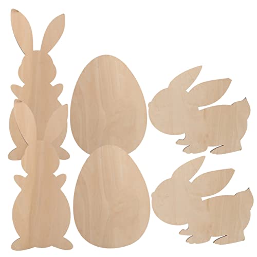 Tofficu 1 Satz Haseneier Aus Holz Eierstecher Bausatz Eiercracker-topper Osterkörbe Beflockter Osterhase Basteln Ostern Osterbasteln Ostern Tischdeko Osterausschnitte Leere Holzspäne 6st von Tofficu