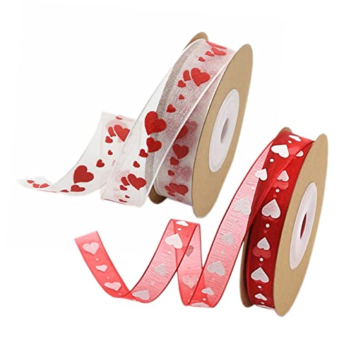 Tofficu 1 Satz Liebesdruckband Sackleinen Girlande Band Mit Draht Schnurseil Hose Valentinstag Dekoration Valentinsdekoration Exquisite Wickelbänder Kreative Diy-bänder Polyester 2 Rollen von Tofficu