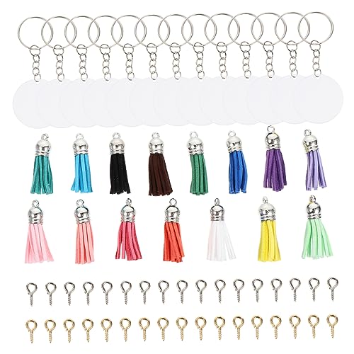 Tofficu 1 Satz Schlüsselanhänger übertragen ring zubehör Anhänger aus DIY-Material schlüsselanhänger selber machen set bastelmaterial keychain Acryl Schlüsselanhänger selber machen Silver von Tofficu