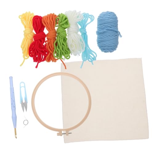 Tofficu 1 Satz Stanzstickset für Anfänger Stickgarn Bastelsets Stickrahmenständer Nähen Handarbeitsset für Punch Embroidery Set für Stickformfaden Bastelwerkzeug für von Tofficu