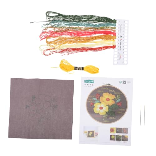 Tofficu 1 Satz Stickmaterialpaket embroidery kit wohnungseinrichtung Kreuzstich für den Anfang Stickerei-Einsteigerset werkzeug kreative Stickerei Stickmaterialien für Anfänger Stoff von Tofficu