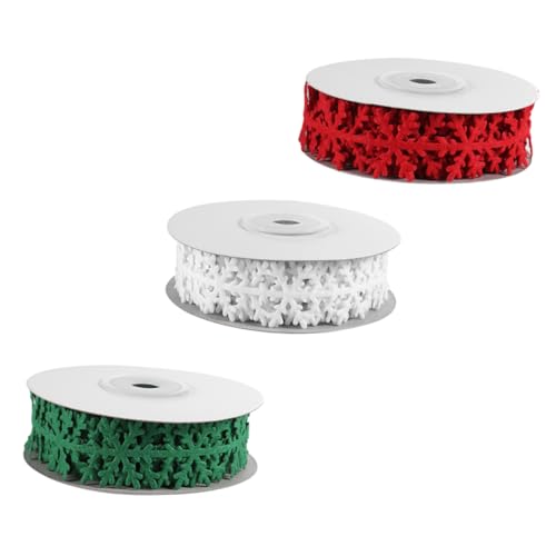 Tofficu 1 Satz Weihnachtsband Geschenkband Ribbon Dekoration Weihnachten Weihnchtsdeko Spitzenband Autoband Für Den Abschlussball Band Im Weihnachtsstil Partybänder Polyester 3rollen von Tofficu