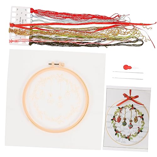 Tofficu 1 Satz Weihnachtskreuzstich Bastelsets Stickrahmen Zubehör Bausätze Kunst-kit Stickerei Stickgarn Stickperlen Stickfaden Freundschaftsarmband-kit Stich-kit Stoff Baumwollkleidung von Tofficu